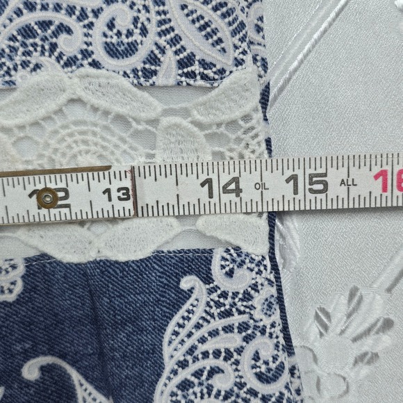 Rabbit Rabbit Designs Dress Woman Size 8 Blue White Paisley Lace Trimmed Midi - Picture 5 of 12